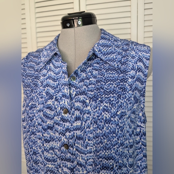 EQUIPMENT Blue & White Silk Patterned Collared Shift Dress Tunic Size M - Picture 3 of 11